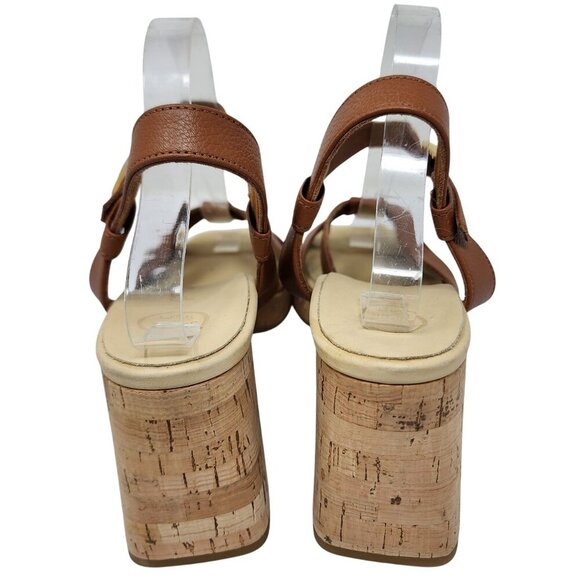 Paul Green Womens Brown Leather Cork Heel Sandals Size UK 7 US 9 - Picture 2 of 12